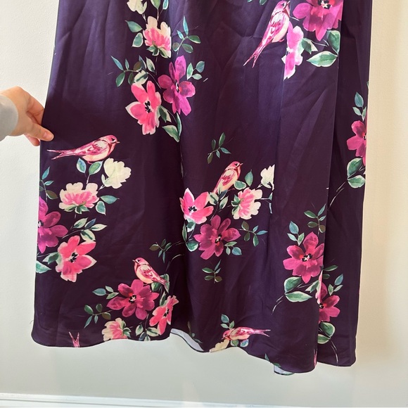 Mac Duggal Ieena Purple One Shoulder Long Sleeve Floral Pink Wedding Guest Dress - Picture 9 of 16